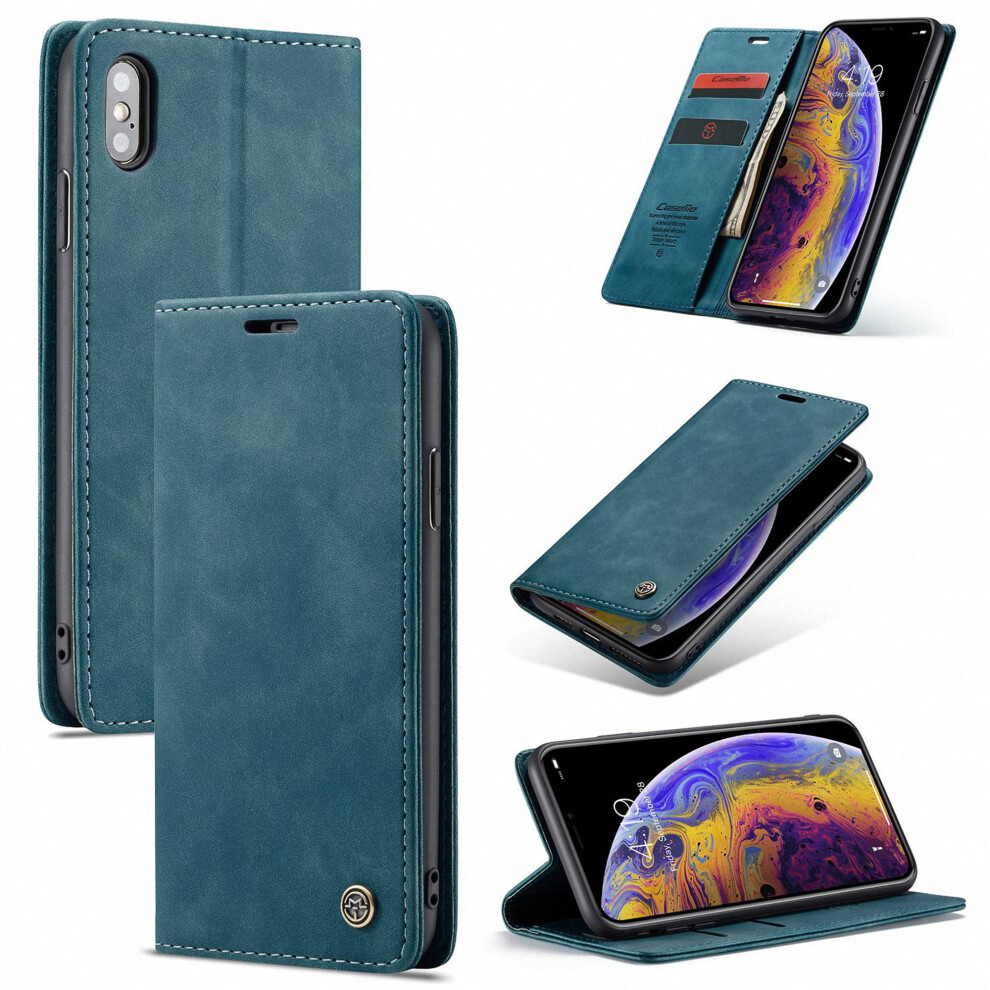 Compatible With Iphone Xs Max Wallet Case Â Shockproof Leather Magnetic Flip Folio Stand Cover, Blue 9365509582855