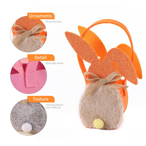 Rabbit-shaped Easter basket with handle, colorful snack bags 2