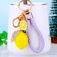 Porte-clés citron mignon, petit porte-clés citron en cristal et strass, bijou pour sac à main, sac à dos, voiture, cadeau pour femmes et hommes