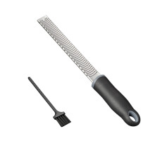 Premium Classic Serie Zitronenreibe und Käsereibe aus schwarzem Edelstahl inklusive Reinigungsbürste