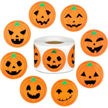 500 τεμάχια αυτοκόλλητα Halloween για παιδιά, στρογγυλό ρολό 1,5" για σακουλάκια