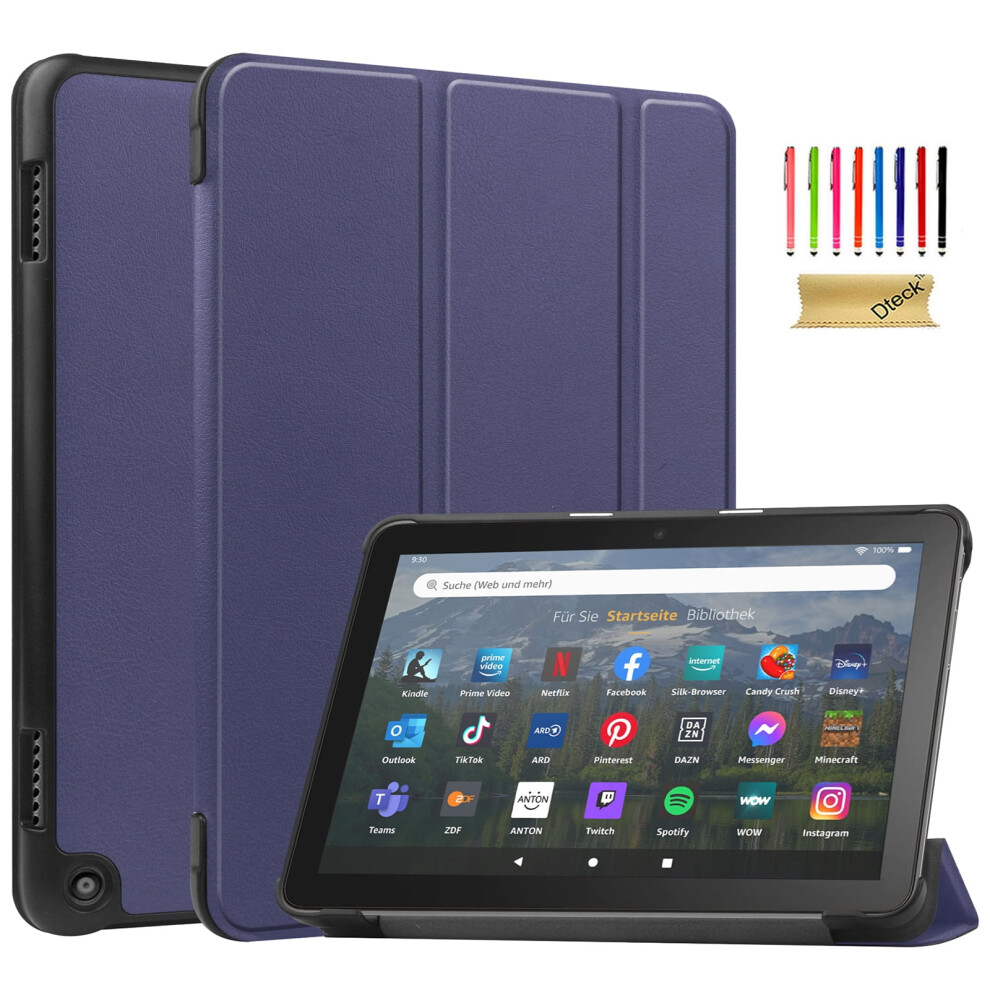 Slim Folding Stand Case For Kindle Fire Hd 8 & 8 Plus (12Th/10Th Gen, 2022/2020), Auto Wake/Sleep, Deep Blue 9365509584415
