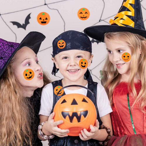 500 τεμάχια αυτοκόλλητα Halloween για παιδιά, στρογγυλό ρολό 1,5" για σακουλάκια 1