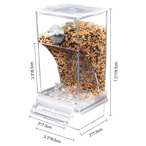 Αυτόματη ταΐστρα πουλιών από ακρυλικό με αντιδιαρροές για κλουβί – Συμβατή με 1