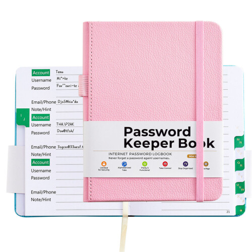 PU Leather Privacy Information Notebook Address-light blue 1