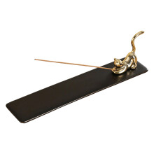 Incenses Stick Holder Burners Ashes-Golden cat black base