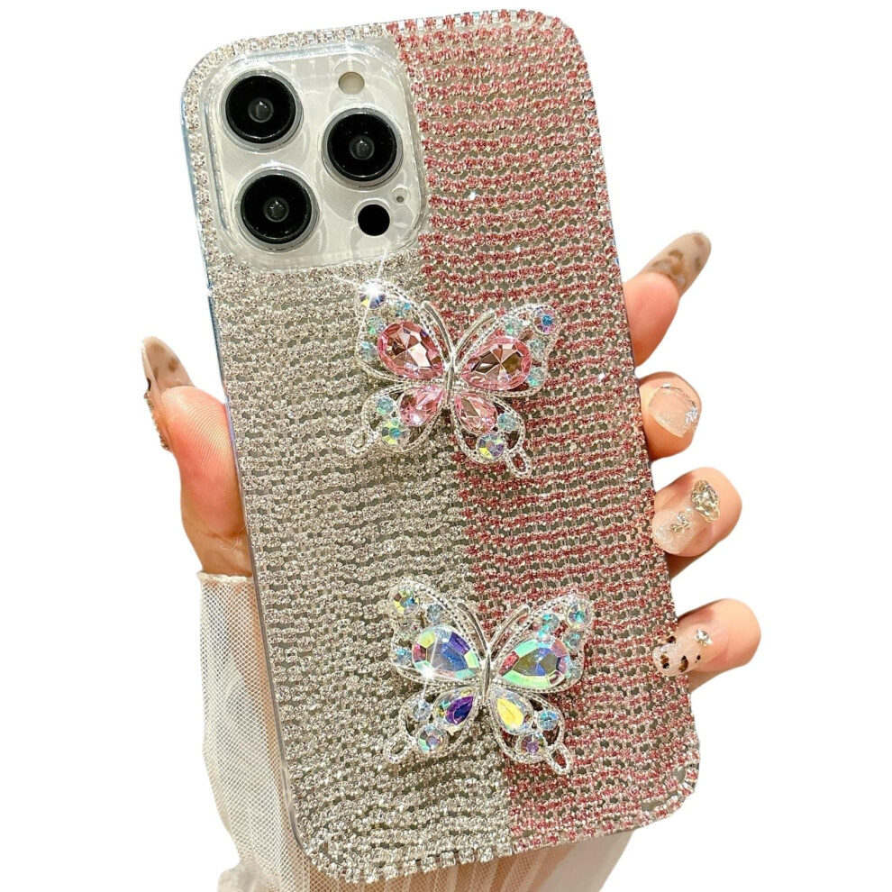 Glitter Case With Diamond Butterfly, Bling Rhinestone Clear Tpu Cover For Iphone 14 For Women 9073542722212