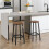 Homcom Taburetes de Bar Marrón 32.5 x 32.5 x 65 cm 2