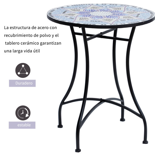 Outsunny Mesa de Jardín Bicolor 60 x 60 x 71 cm 1