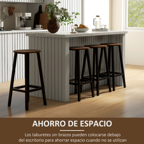 Homcom Taburetes de Bar Marrón 32.5 x 32.5 x 65 cm 1