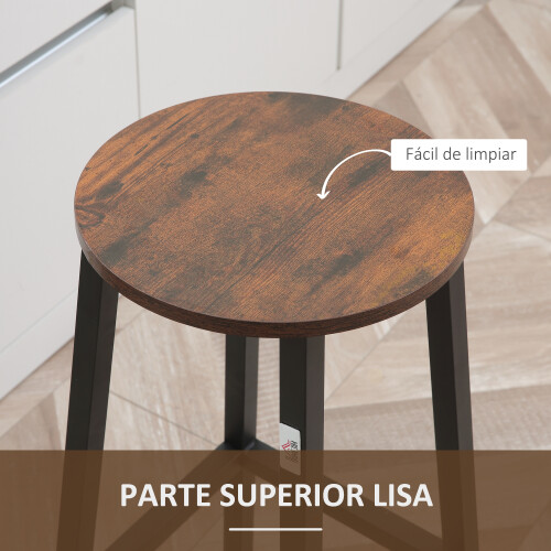 Homcom Taburetes de Bar Marrón 32.5 x 32.5 x 65 cm 2