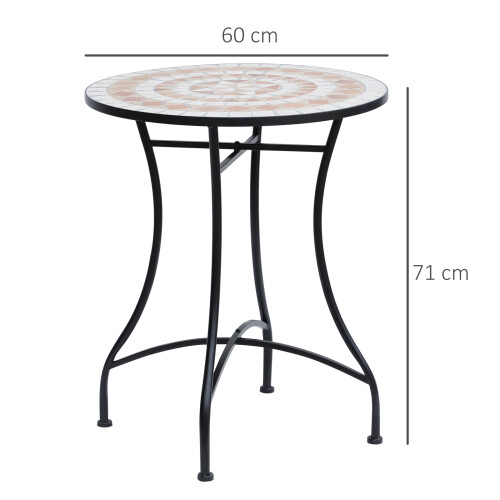 Outsunny Mesa de Jardín Negro Ø60 x 71 cm 2