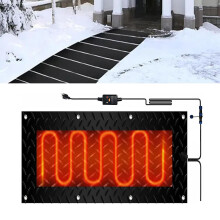 Heated Walkway Mat 25.4x90cm AntiSlip Electric Snow Melting for Outdoor Stairs Winter Ice Removal