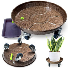 2 Pcs Metal Plant Caddy with Wheels, Heavy Duty Rolling Plant Stand with Lockable Casters 13.4'