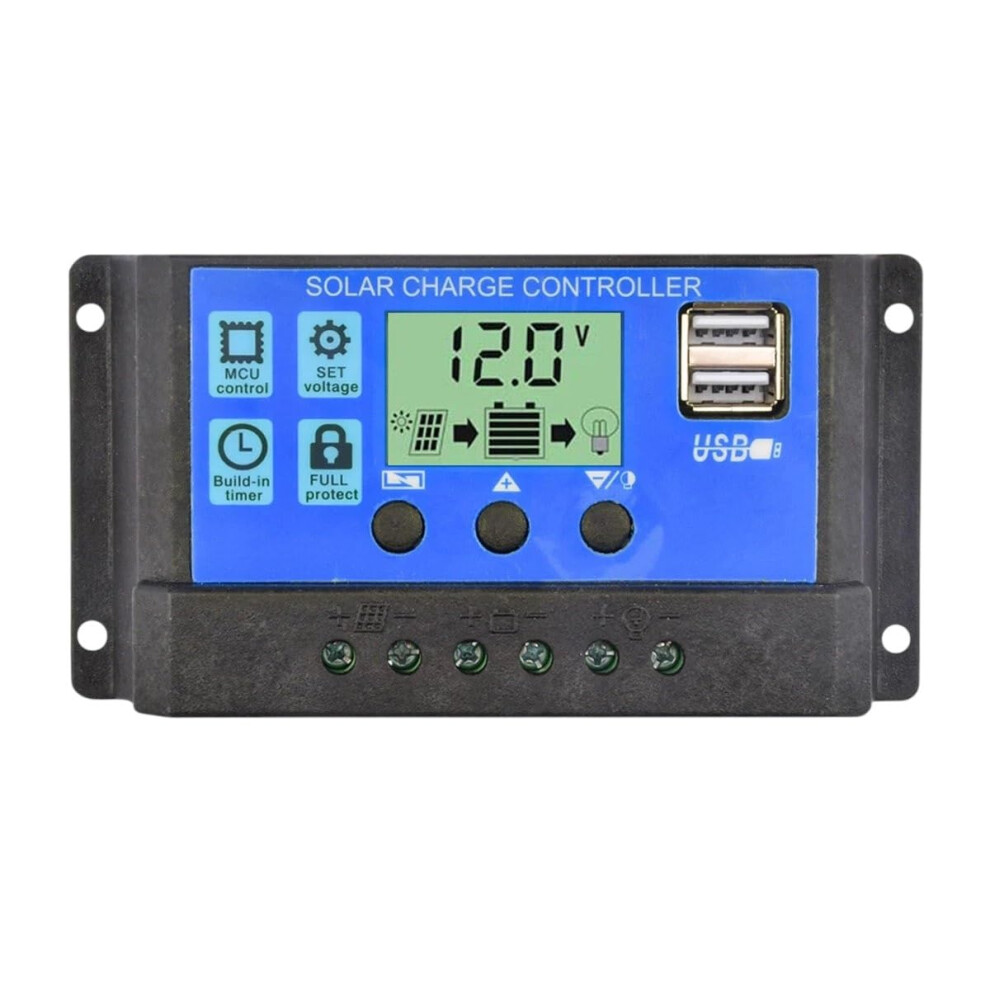 10A 20A 30A Solar Charge Controller 12V 24V Solar Regulator With Lcd Display And Dual Usb Charging 9455672260329