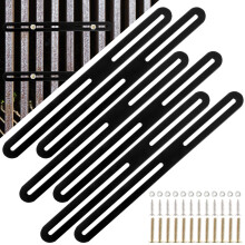 Adjustable Fence Post Mounting Brackets Set, Stainless Steel Flat Connectors, Black, 6 Pack