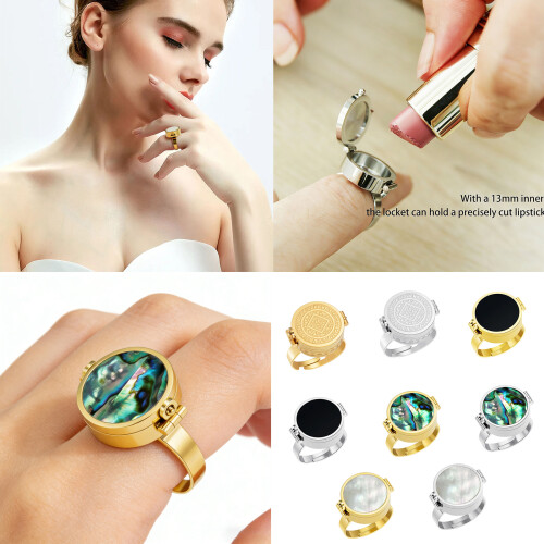 Stainless Steel Adjustable Ring Portable-Colorful shell gold 2