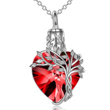 Collier pendentif souvenir, cadeau, cendres enchevêtrées,-Rouge