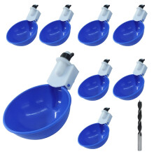 Large Chicken Waterer 8 Pack Blue Automatic Poultry Water Cups Kit with Opener and Tee Fittings