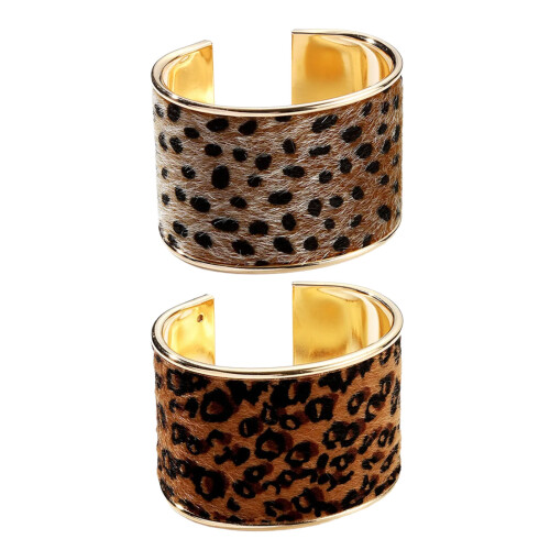 Bracelet manchette large imprimé léopard audacieux, ouverture-B 1