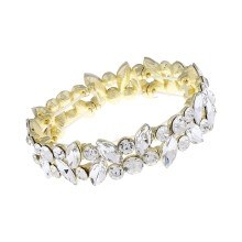 Attractive Rhinestones Elastic Charm Bracelet for-golden white