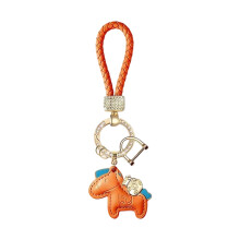 Horse Themed Keychain Constructed From PU Leather And-Orange