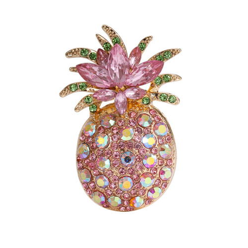 Sophisticated Pineapple Brooch Featuring Glittering-Pink