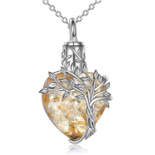 Keepsake Pendant Necklace Gift Ashes Entangled-lemon yellow