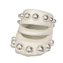 Imitation Pearls Hollowed Finger Ring Resin Open Ring-White