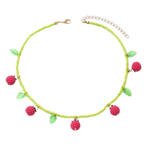 Raspberry Charm Necklace Crafted From Lightweight Acrylic