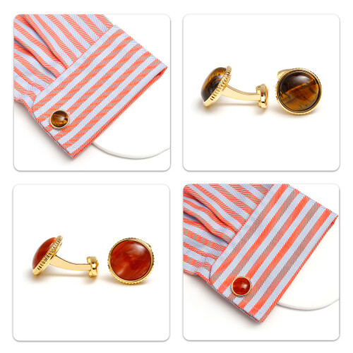 Contemporary Mens Dress Cufflinks Geometric Pattern Copper-C 2