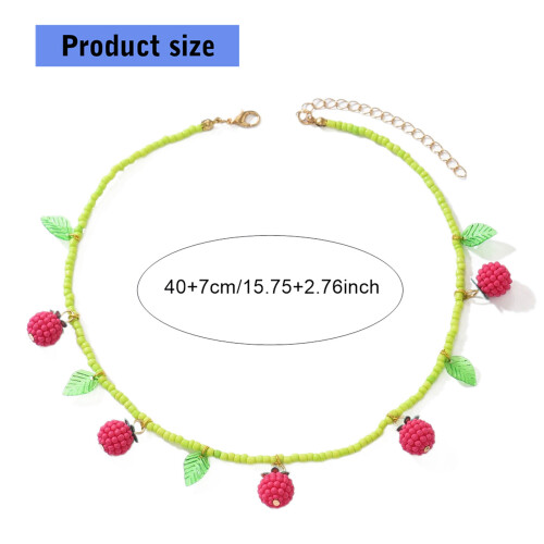 Collier à breloques framboise fabriqué en acrylique léger avec 2