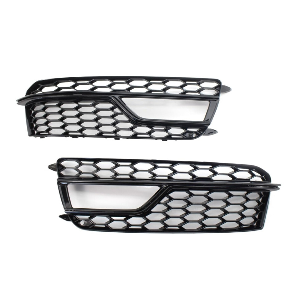 Glossy Honeycomb Front Grille And Fog Cover For Audi A5 S5 S Line 20132016 Black/Light 9771547580447