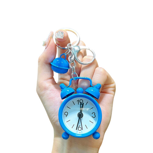 Iron Clock Shaped Keychain Bag Pendant For Personalization-Blue