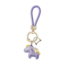 Cartoon Horse Keychain Featuring Soft PU Leather And-Purple