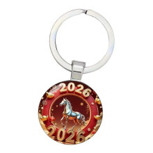Art unique d'année de cheval de trousseau rond de cadeau parfait