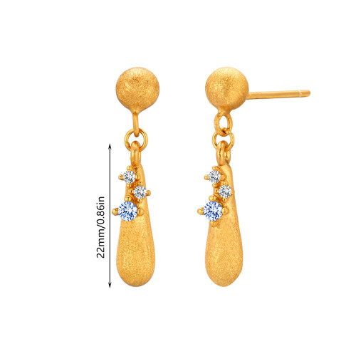 Pair of Exquisite Drop Shaped Brushed Alloy Earrings Featuring 2
