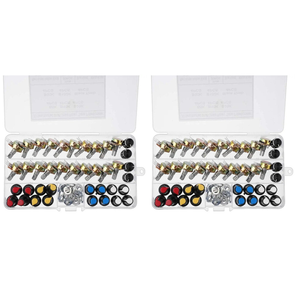 40Pcs Potentiometer Kit With Knobs B5k 10K 20K 50K 100K Single Shaft 15Mm Potentiometer 6034163700693