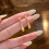 Pair of Exquisite Drop Shaped Brushed Alloy Earrings Featuring 4