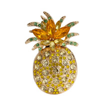 Broche de conception d'ananas Unique, accents de diamants-jaune