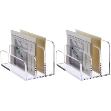 2X Briefhalter mit 3 Fächern für Den Schreibtisch, Vertikaler Briefhalter, Aktensortierer, Schreibtisch-Organizer Aus Acryl