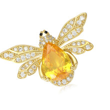 Broche abeille en cristal brillant, épingle à revers-Jaune