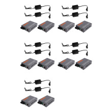 5X Gigabit Fiberoptisk Mediaomvandlare HTB-GS-03AB 1000Mbps Singelläge Extern Strömförsörjning med Enkel Fiber, EU-Kontakt