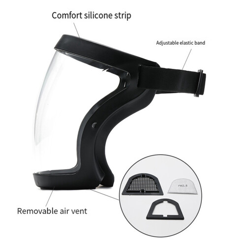 3X Work Protection Mask Full Face Protector Shield Transparent Facial Protector Face Dustproof with 30 Filter Black 2