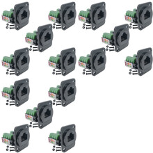 15PCS RJ45 Female Panel Mount Screw Terminal Adapter, D-Type RJ45 8P8C Female to 8pin Terminal