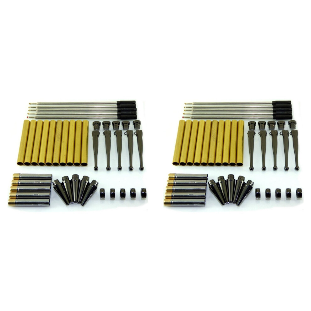 Woodturning Fancy Slimline Pen Kit Set X 10, Metal Finish, Twist Mechanism 6031657196475