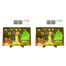 2X Acrylic LED Luminous Draw Board Toy LED Note Board for Kids Gift for Scratch Adjustable Erasable Letter Message Board