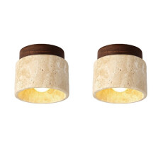 2X Japanese Style Wabi-Sabi Wooden Ceiling Lamp E27 Warm Light for Kitchen Hallway Living Room Study Hall Tea Room B