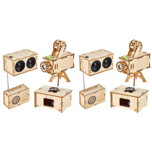 8 Set of Wooden Puzzle DIY Kit Speaker Radio Gramophone Projector Soldering Practice DIY Electronic Kits