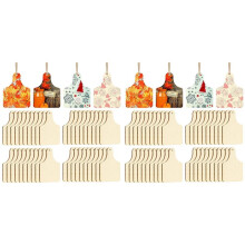Wooden Cow Ear Tags Ornaments to Paint 80 Pcs, DIY Blank Unfinished Wood Labels Ornament for Crafts Hanging